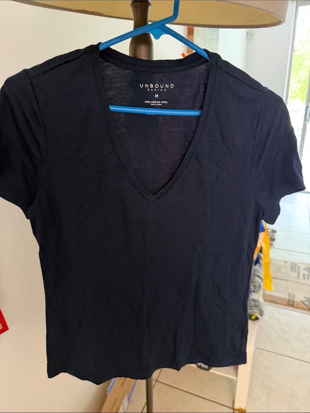 Unbound Navy V-Neck Short Sleeve Men’s Shirt